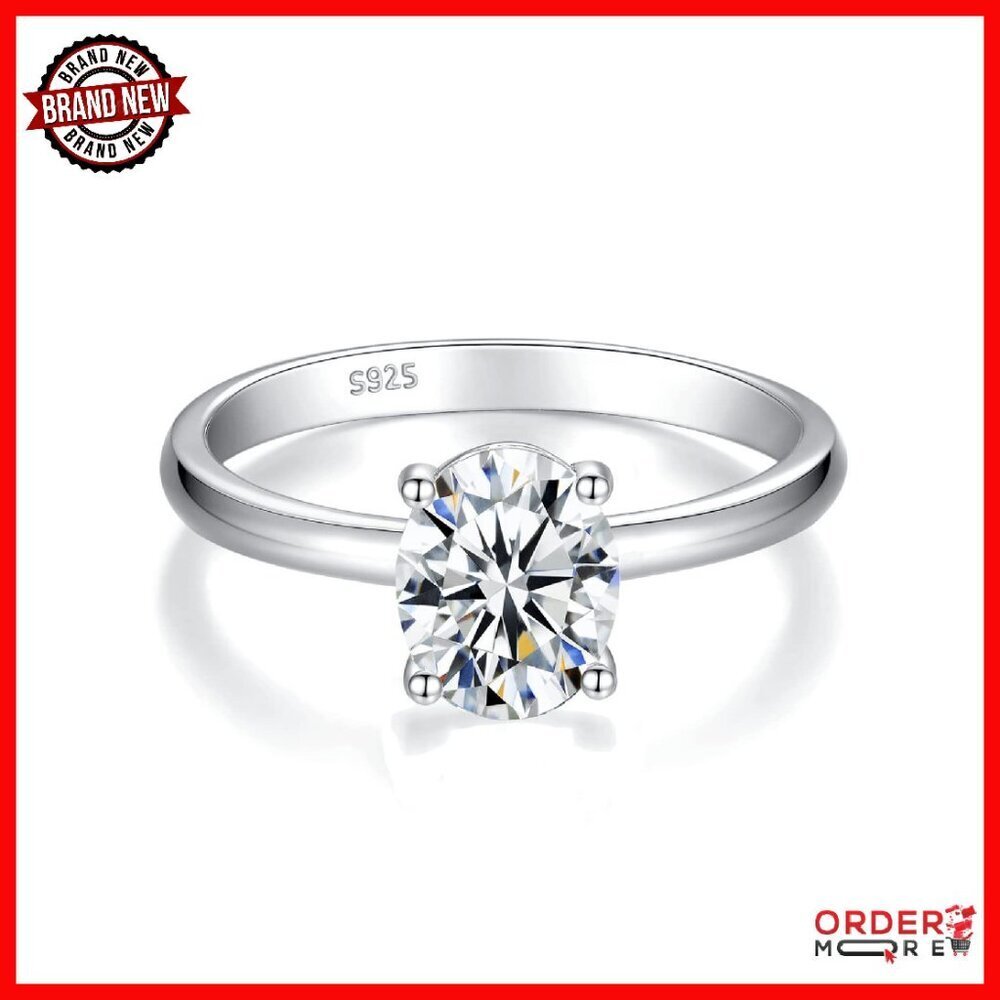 1CT Moissanite Engagement Ring, Sterling Silver, Size 7, GRA Certified